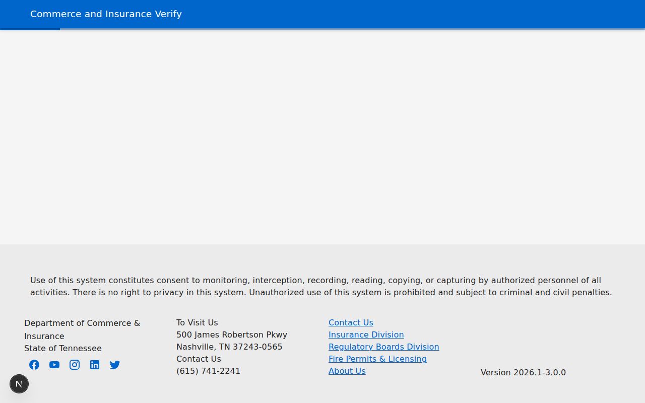 Clarksville public records screen for Tennessee professional license verification